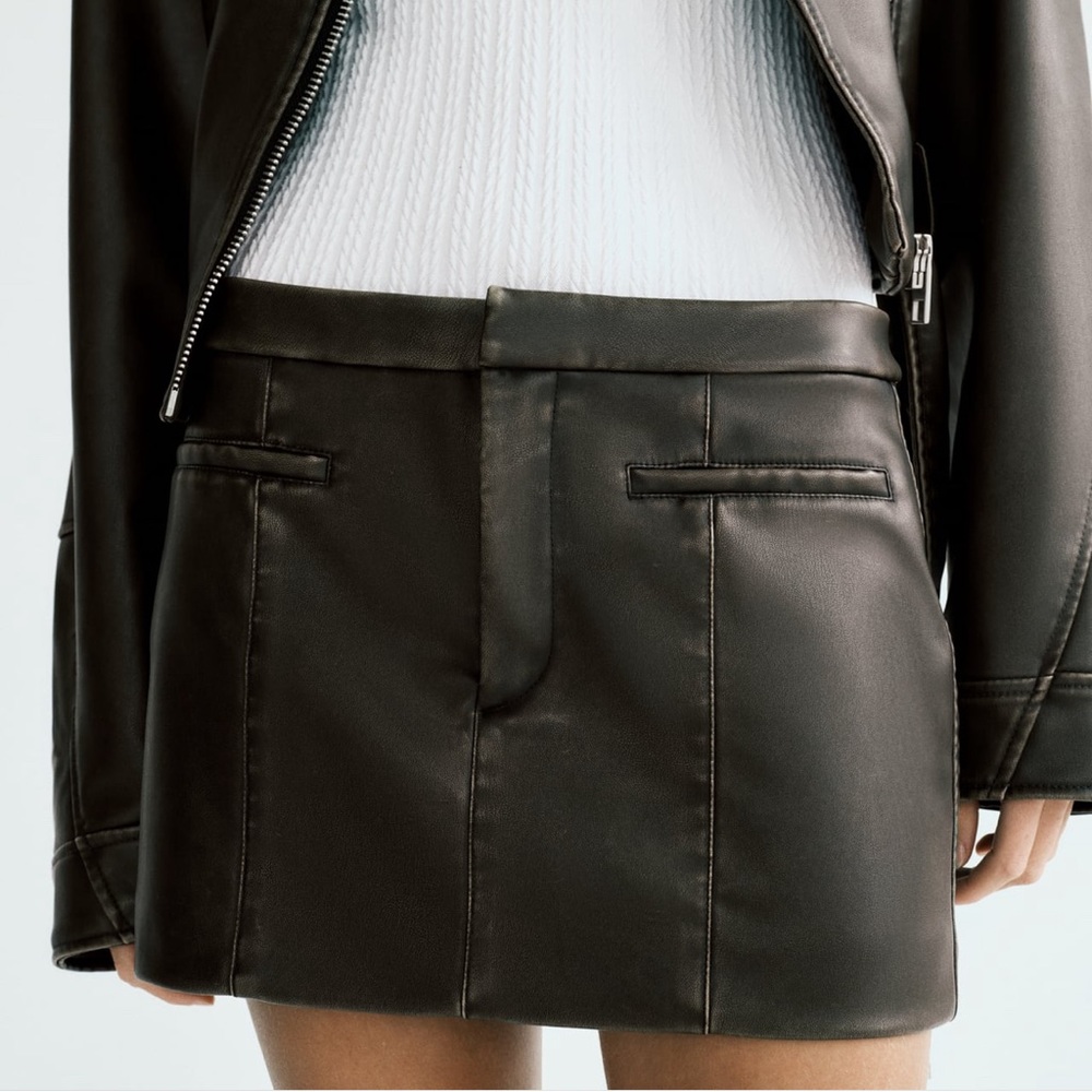 Leather mini skirt